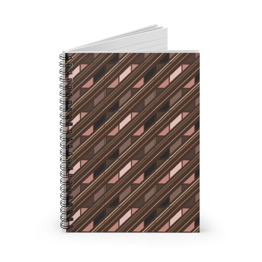 Chic Brown and Blush Diagonal Stripes - Spiral Journal - Notebook open book