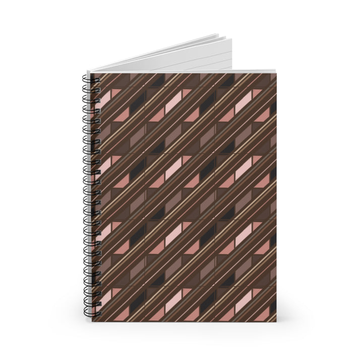 Chic Brown and Blush Diagonal Stripes - Spiral Journal - Notebook open book