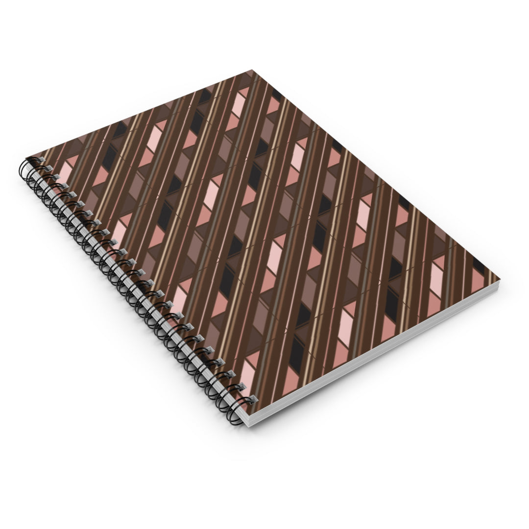  Chic Brown and Blush Diagonal Stripes - Spiral Journal - Notebook laying on white