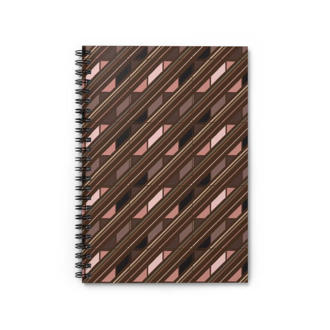 Chic Brown and Blush Diagonal Stripes - Spiral Journal - Notebook product display