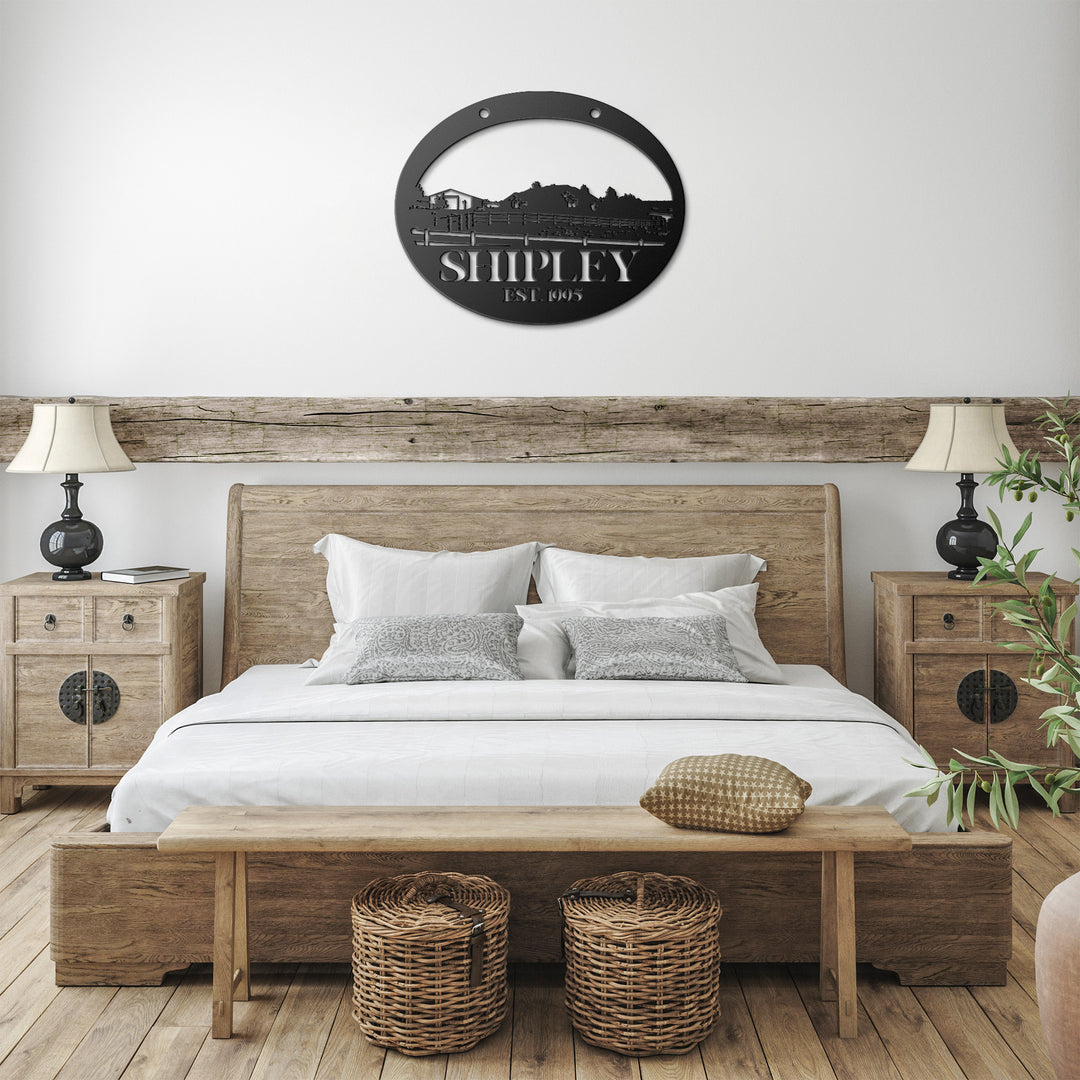 Shipley family metal die cut sign example