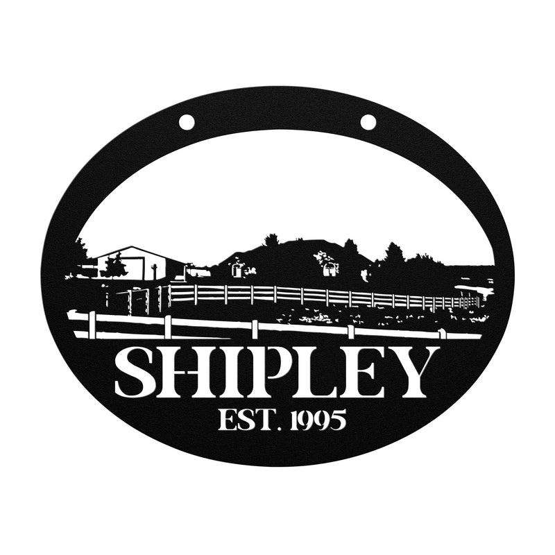Shipley family metal die cut sign example