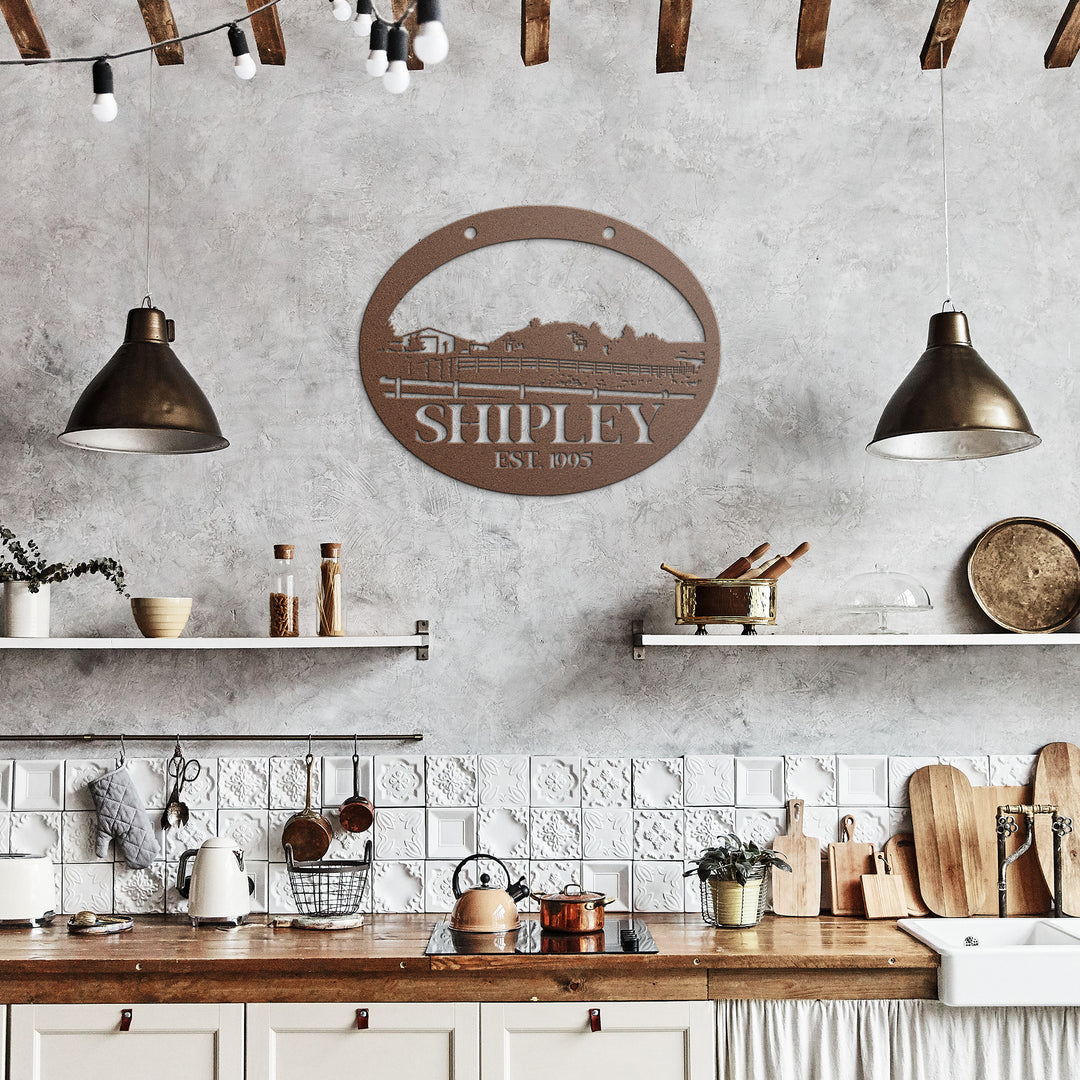 Shipley family metal die cut sign example