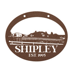 Shipley family metal die cut sign example