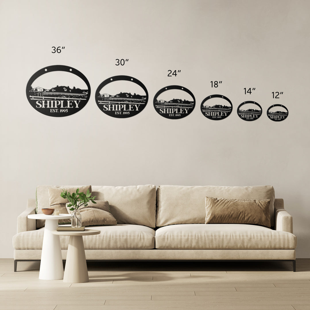 Shipley family metal die cut sign example