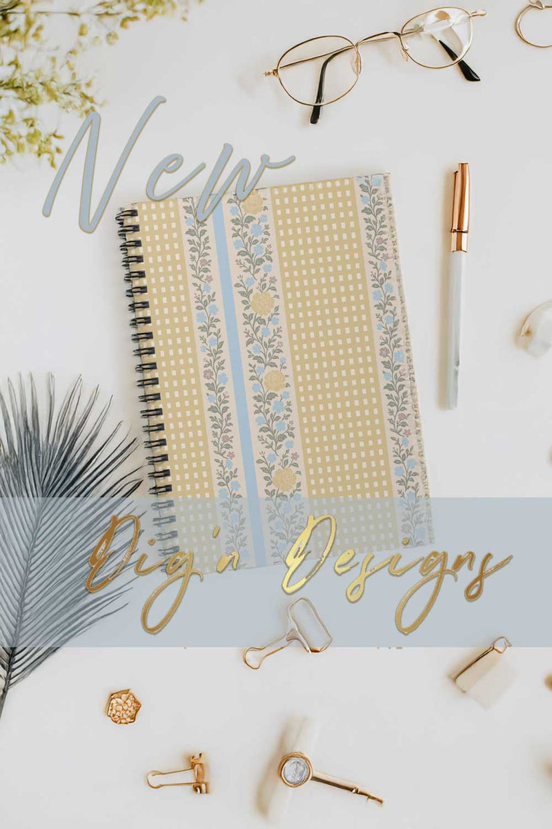 Decorative notebook with stationery items on a light background