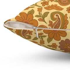 Decorative pillow with floral pattern on a beige background