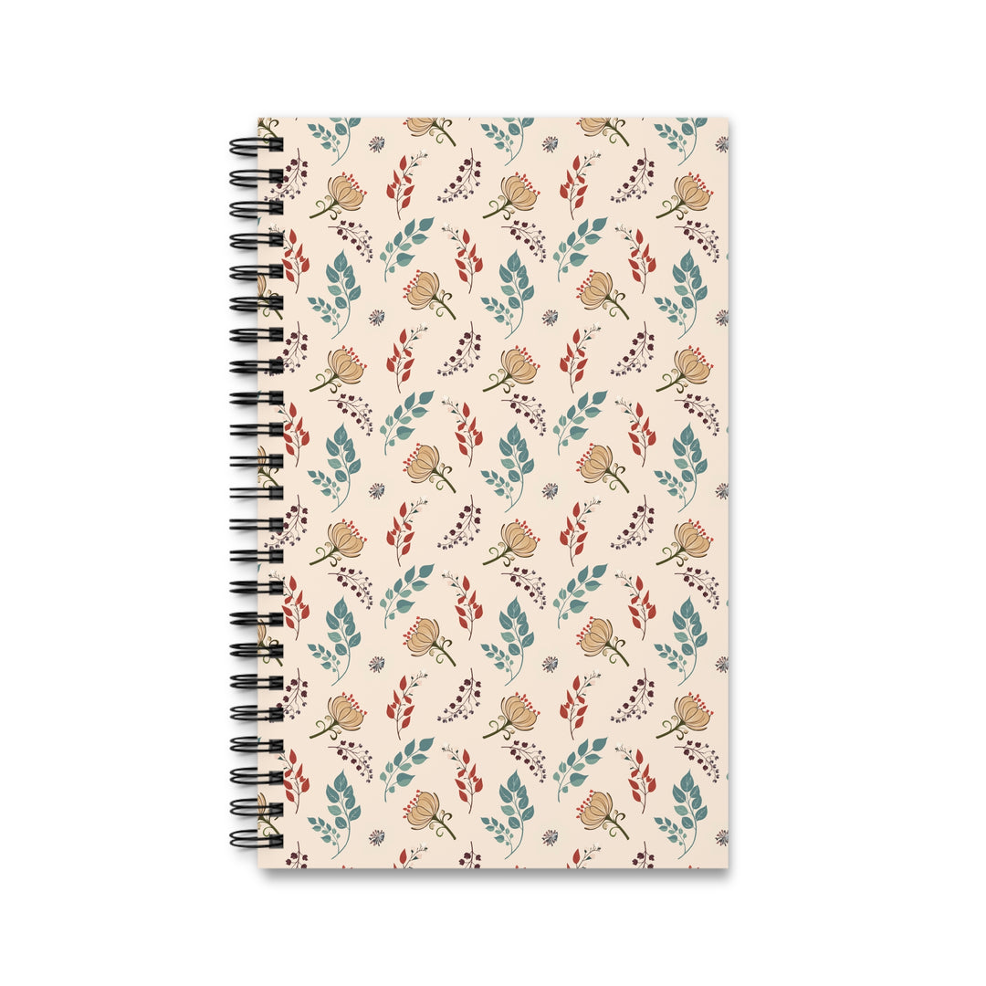 Fall Botanical Journal, Floral Hardcover Notebook with Teal Leaves &amp; Rust Blooms4