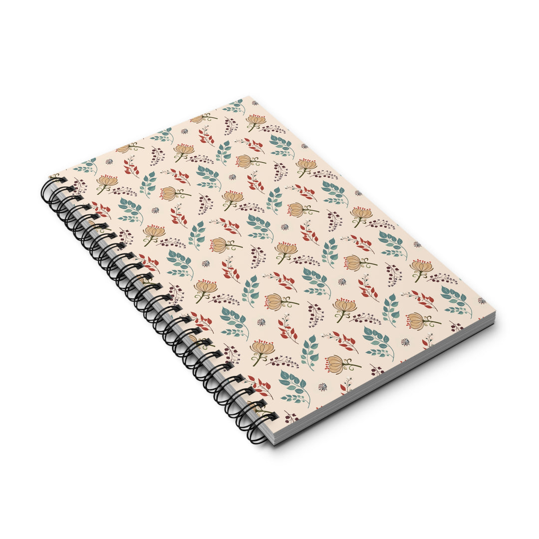 Fall Botanical Journal, Floral Hardcover Notebook with Teal Leaves &amp; Rust Blooms5