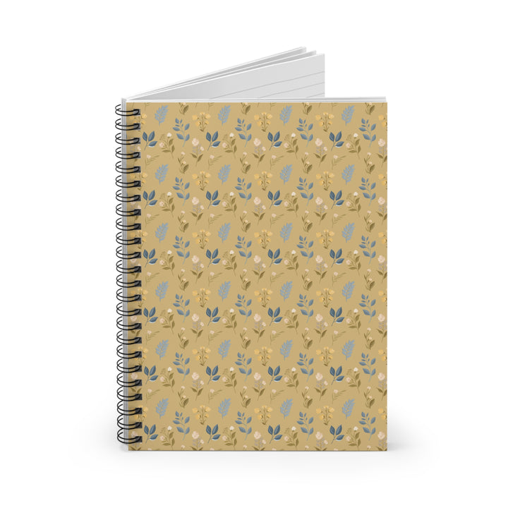 Floral notebook opened on white background