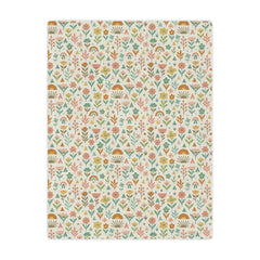 Floral patterned blanket with a white background