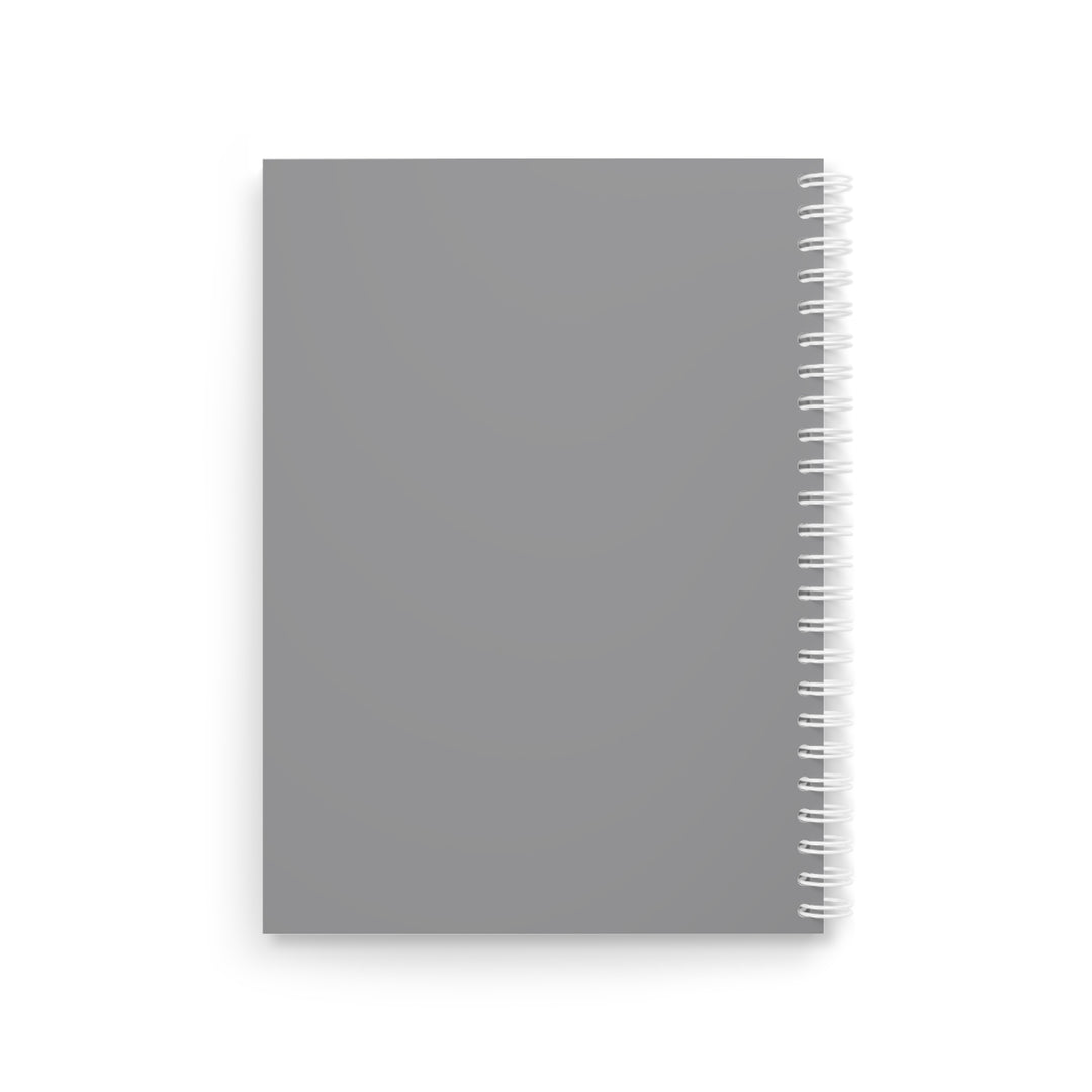 Gray notebook with a white background