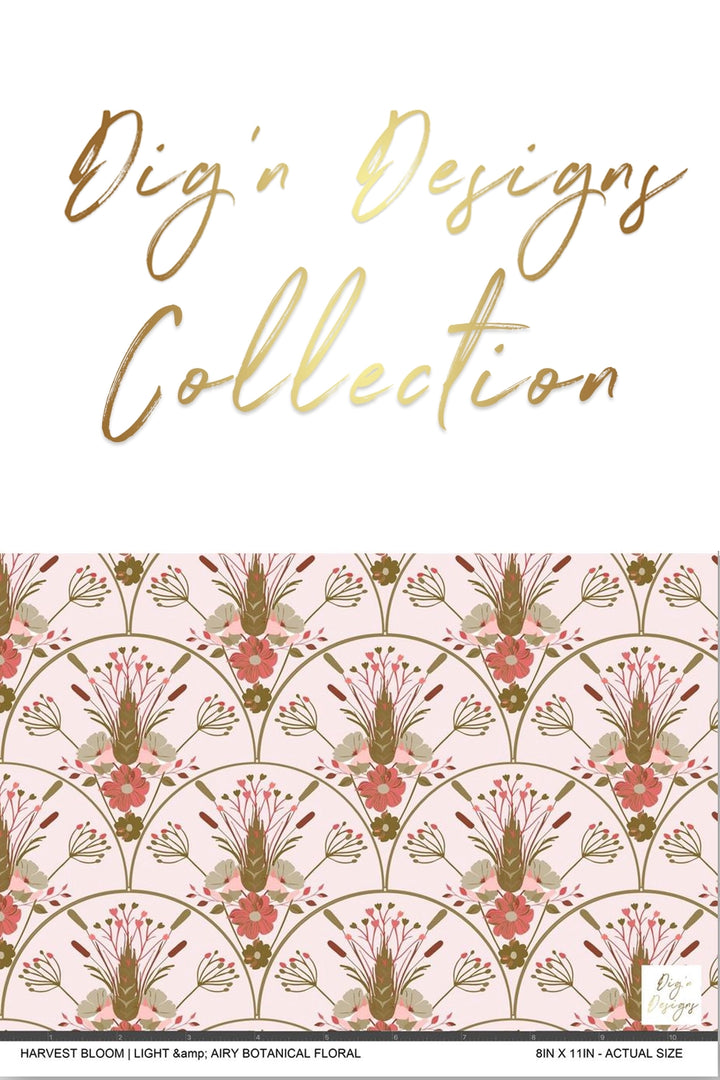 A product listing graphic for a wallpaper or fabric design from Dig&