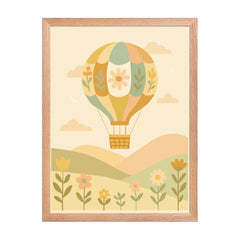Hot air balloon nursery print wall artwork red