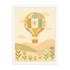 Hot air balloon nursery print wall artwork white