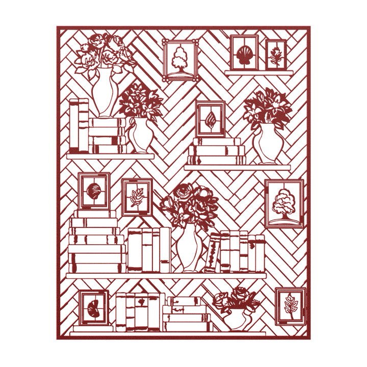 Literary_Bloom_Metal_Wall_Art__Cozy_Lib_Red_Transparent_Mockup.png