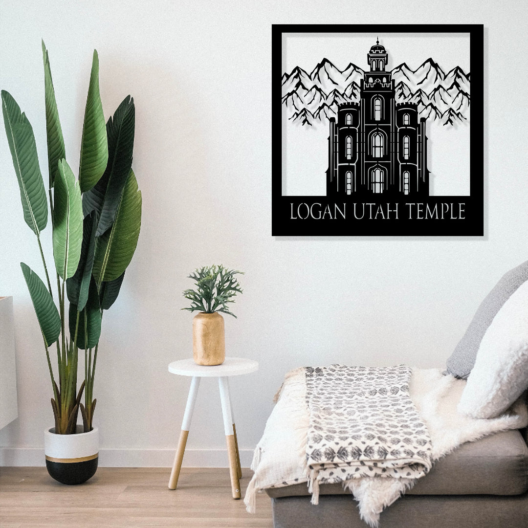 metal die cut of the Logan Utah temple