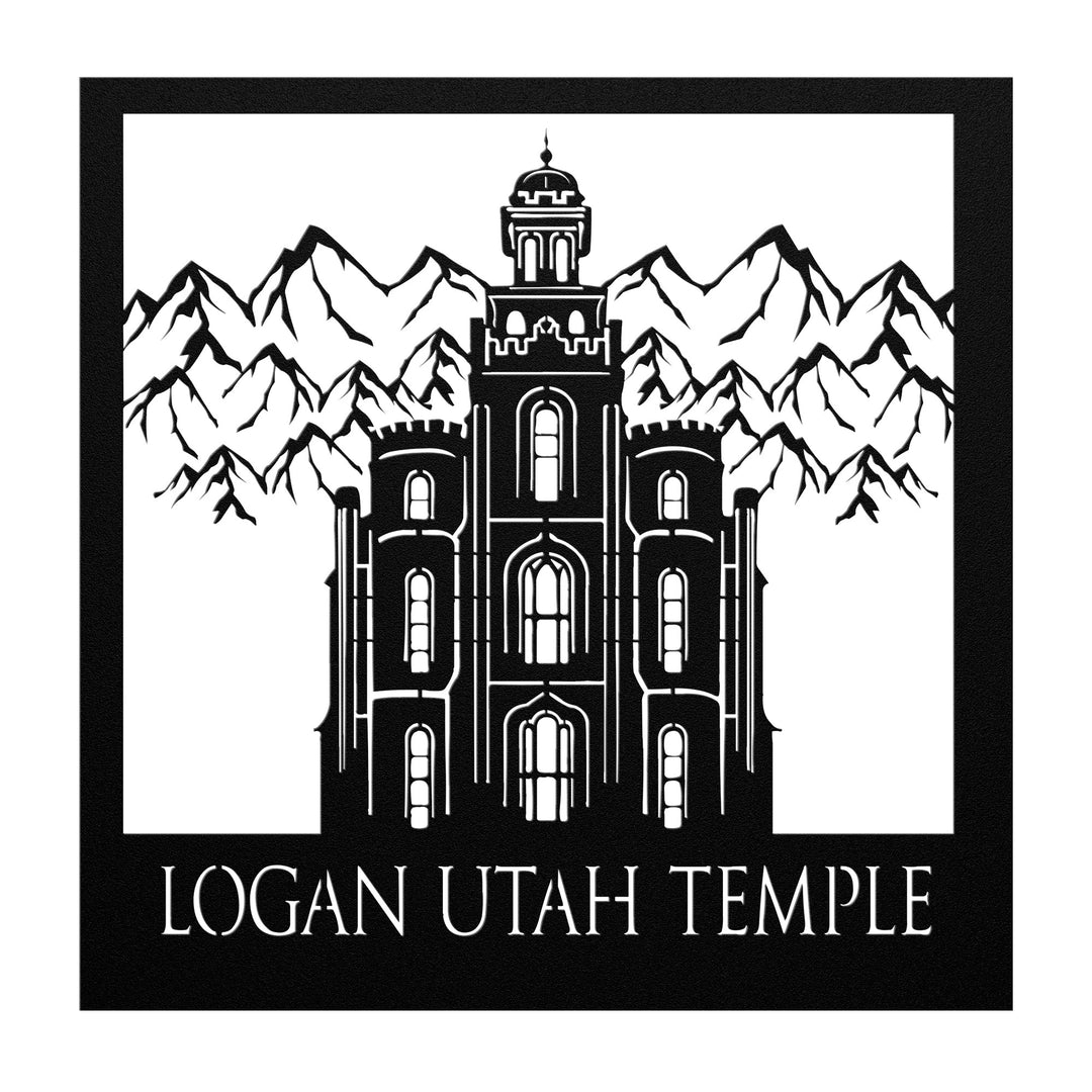 metal die cut of the Logan Utah temple