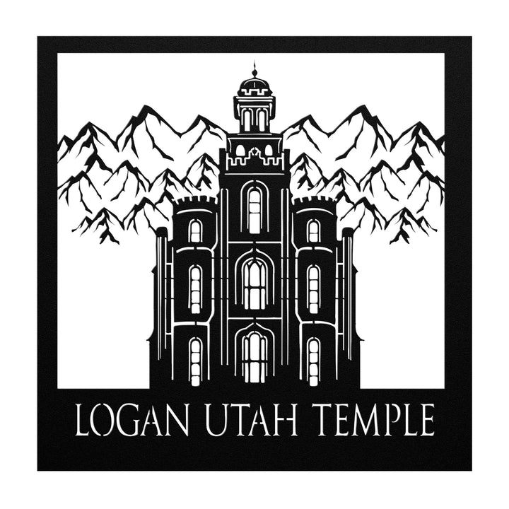 metal die cut of the Logan Utah temple