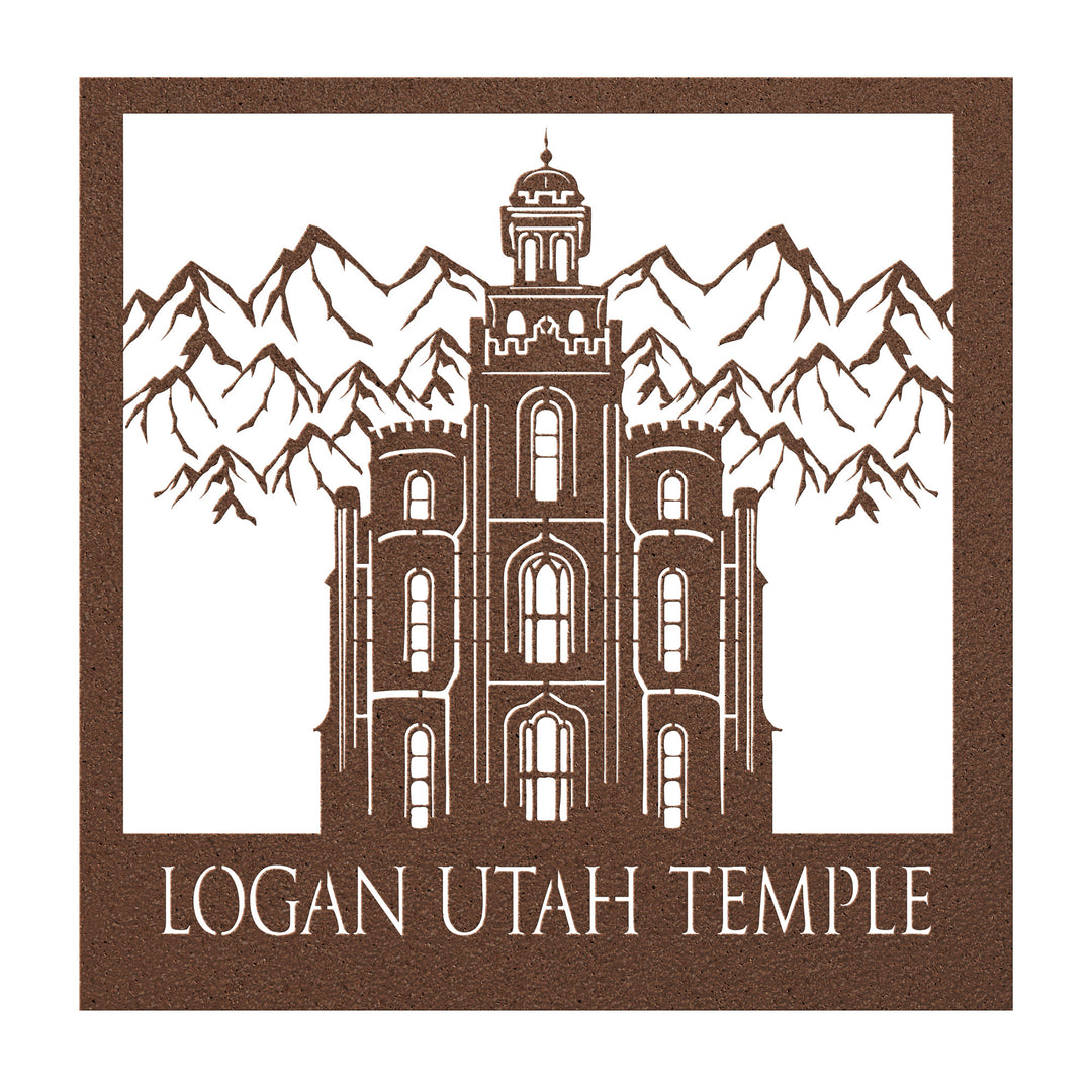 metal die cut of the Logan Utah temple