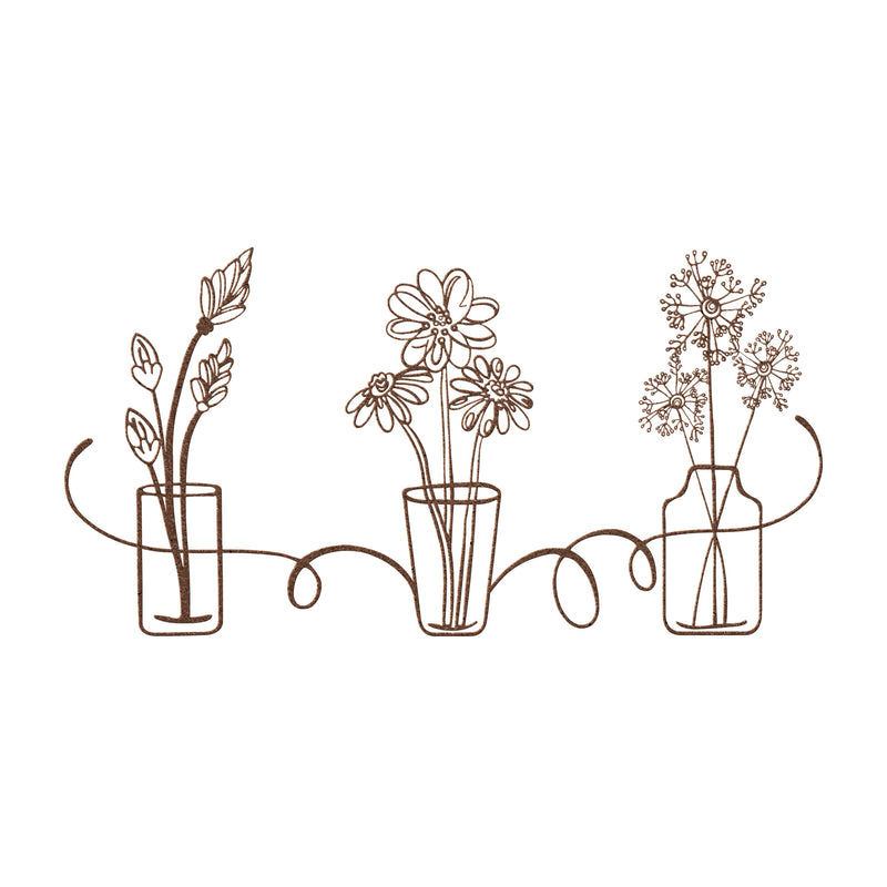 Metal Die Cut Wall Wild Flower Set in brown metal display