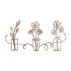 Metal Die Cut Wall Wild Flower Set in brown metal display