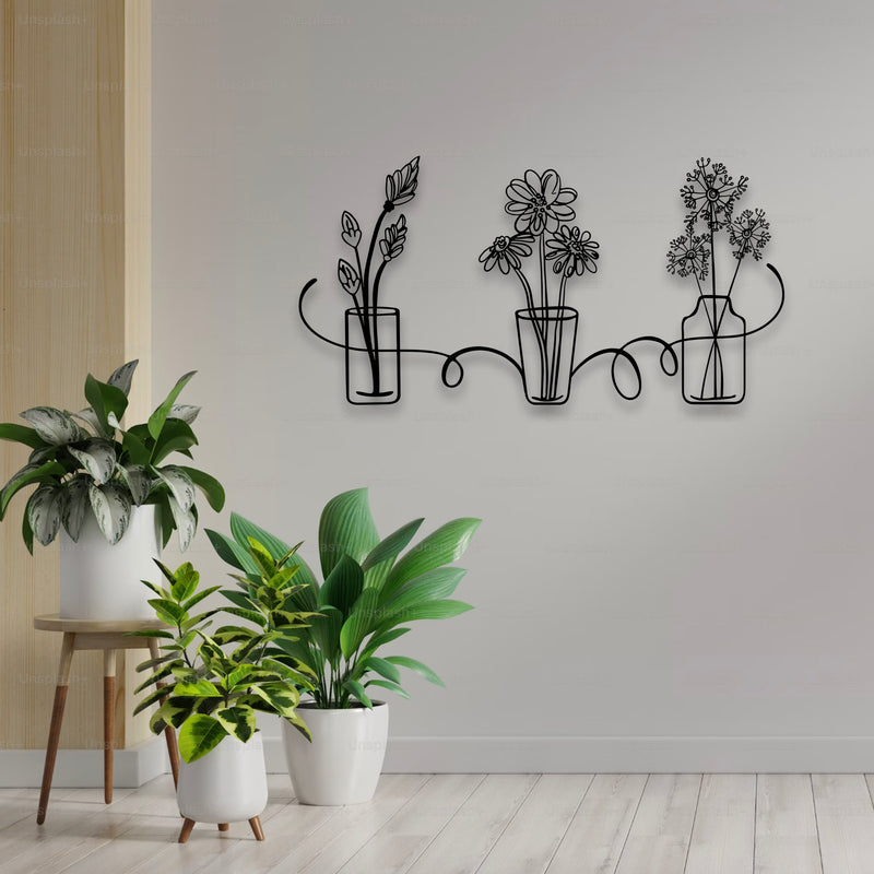 Metal Die Cut Wall Wild Flower Set plant wall display