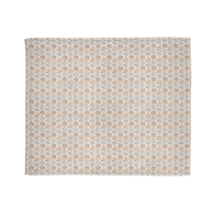 Minky Feel -Neutral Earth Tone Muted Flower Polyester Blanket - Perfect for Home Decor and Gifts - spread wide out and open