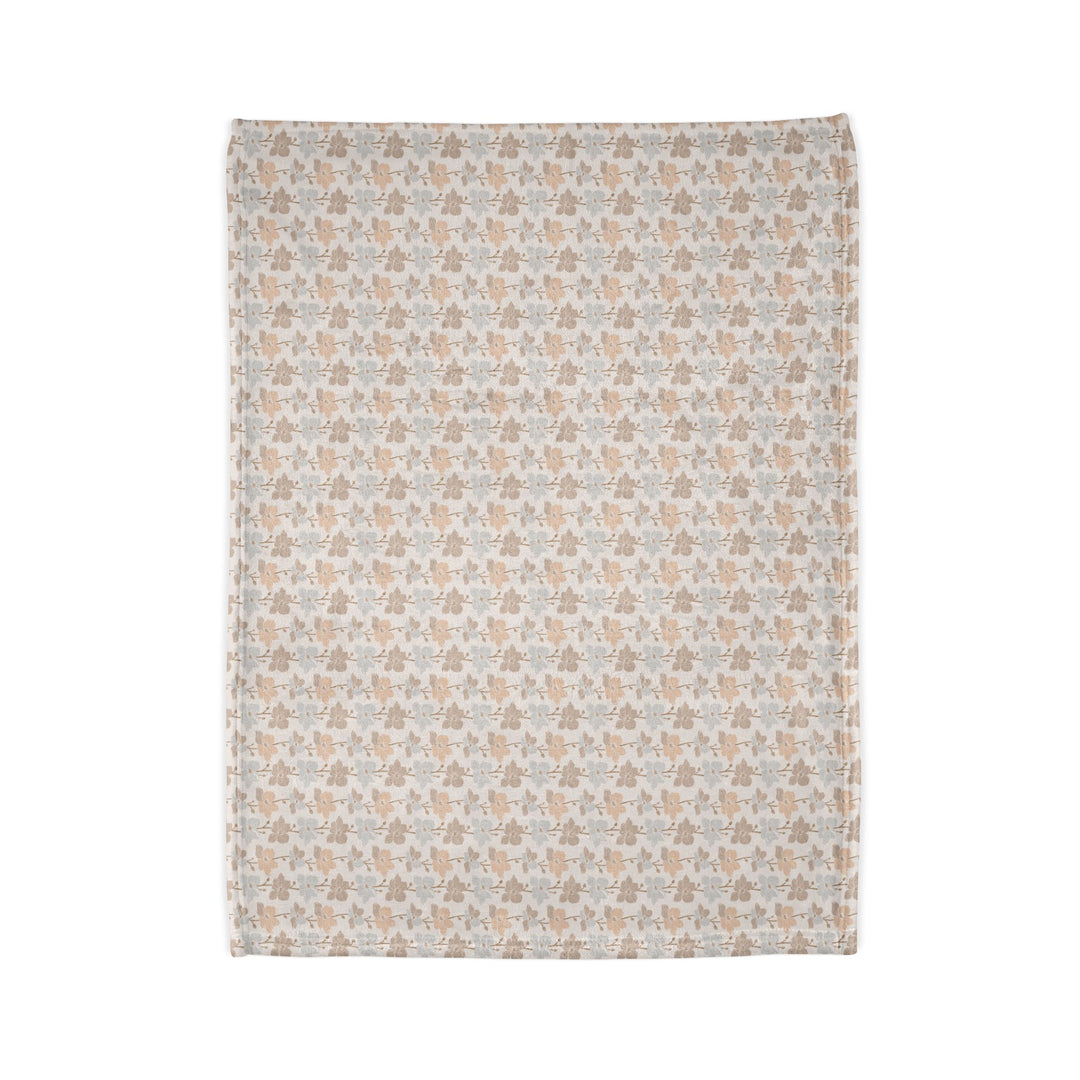 Minky Feel -Neutral Earth Tone Muted Flower Polyester Blanket - Perfect for Home Decor and Gifts - different size opened up