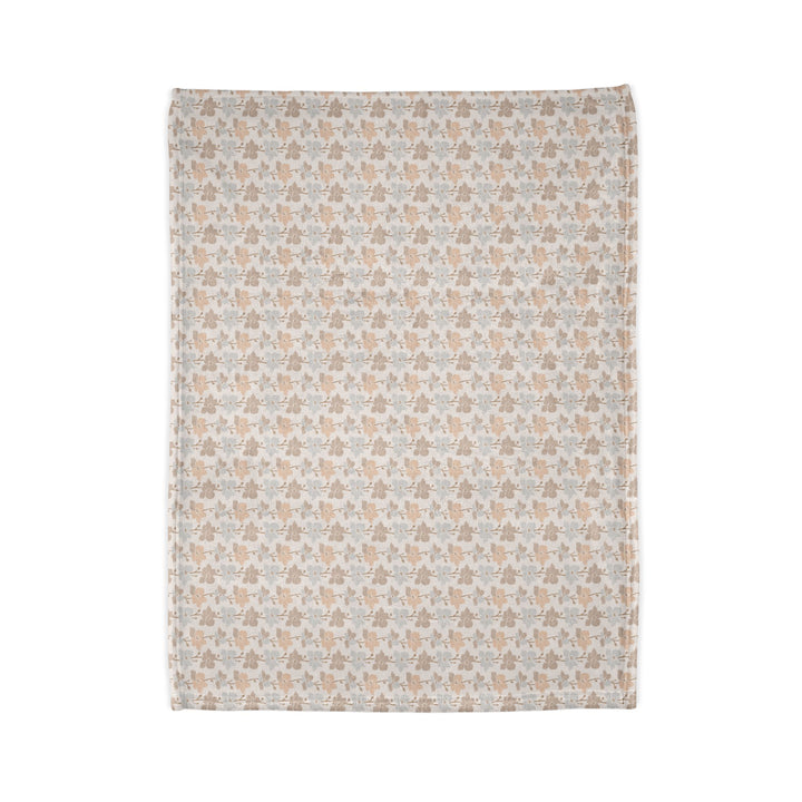 Minky Feel -Neutral Earth Tone Muted Flower Polyester Blanket - Perfect for Home Decor and Gifts - different size opened up