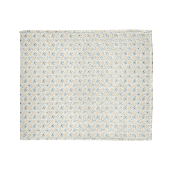 Minky Feel - Cozy Spring Trellis Flower ~ Polyester Blanket with turquoise and yellow gold flowers.