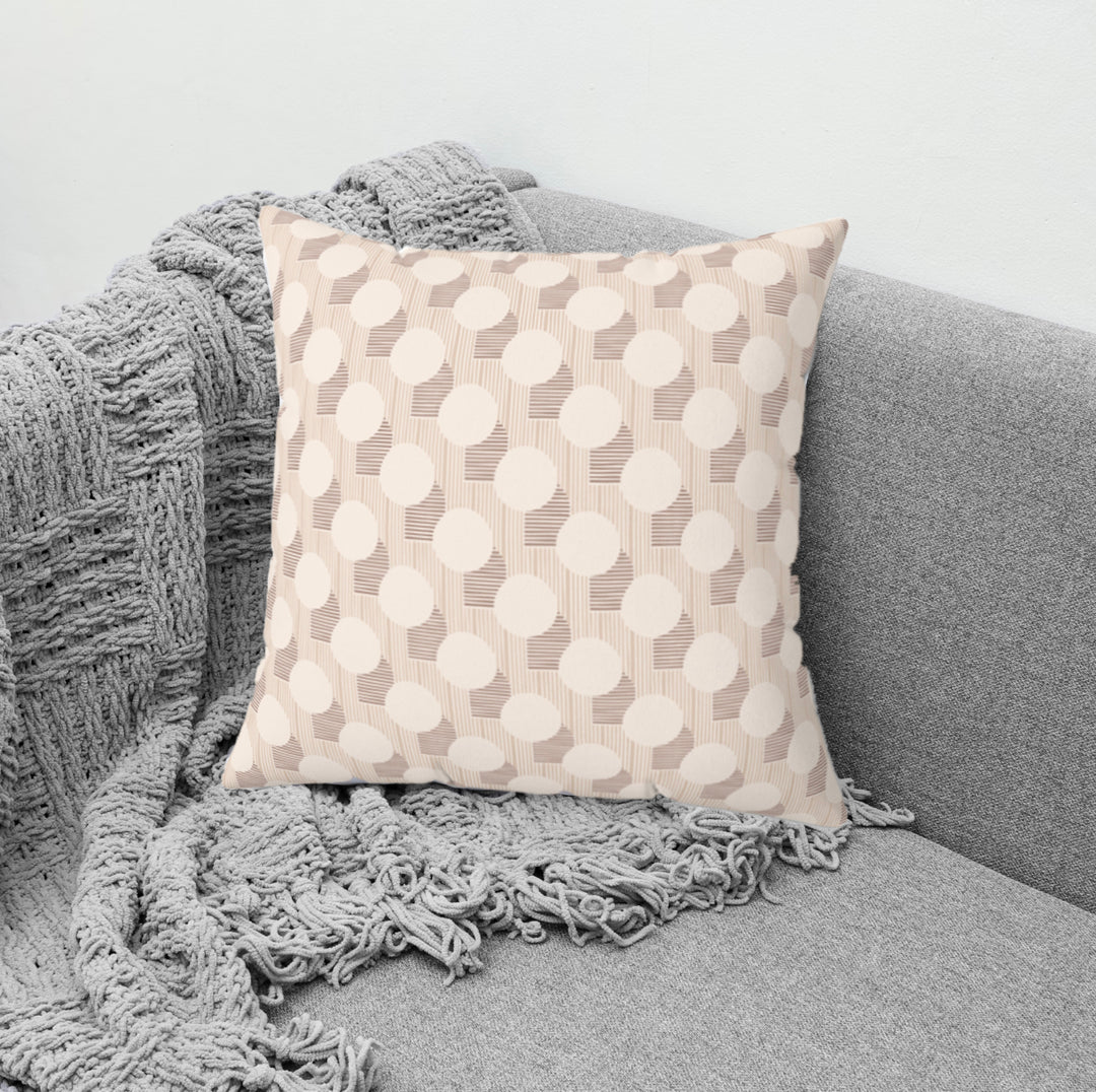 Modern Geometric Throw Pillow – Neutral Cream Minimalist Decorative Cushion on the couch