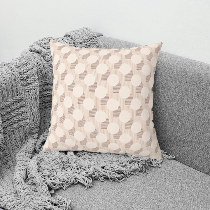 Modern Geometric Throw Pillow – Neutral Cream Minimalist Decorative Cushion on the couch
