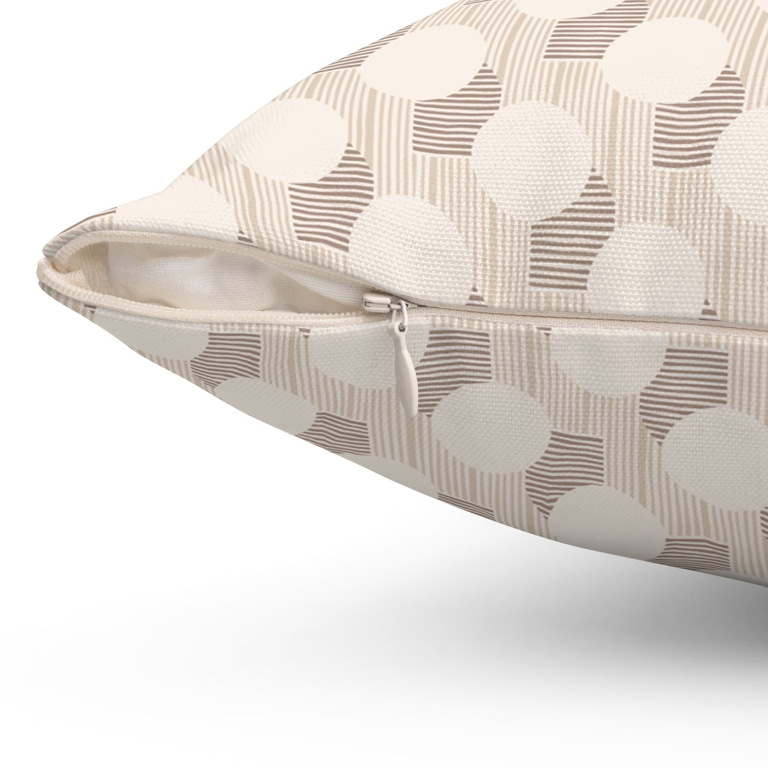 Modern Geometric Throw Pillow – Neutral Cream Minimalist Decorative Cushion zipper