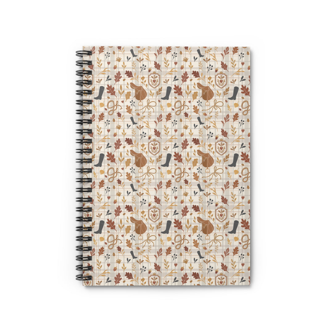Notebook with a pattern of equestrian and nature on a white background