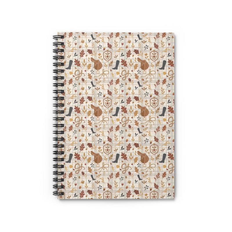 Notebook with a pattern of equestrian and nature on a white background