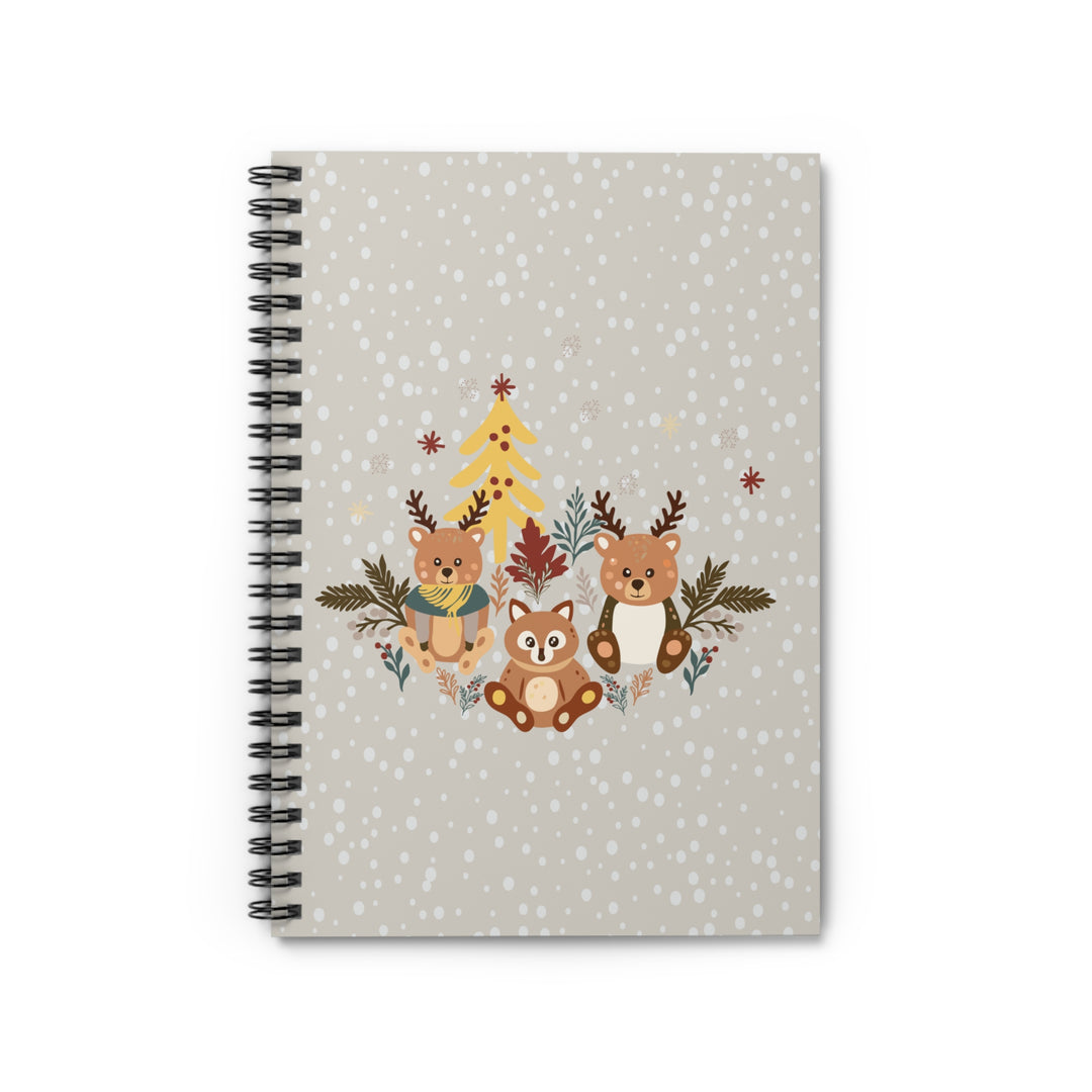 Notebook with animal illustrations on a polka dot background