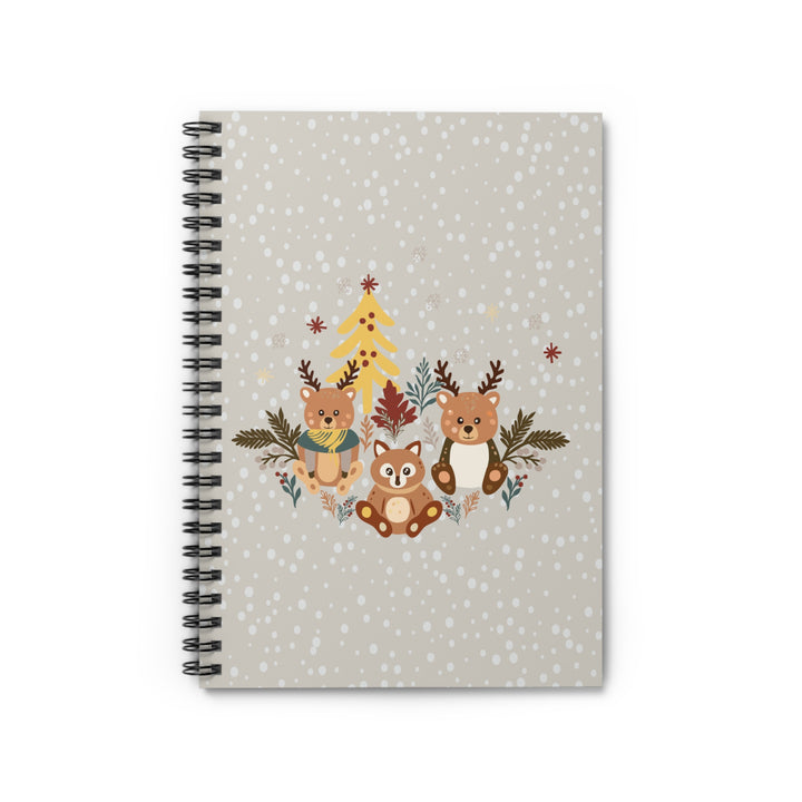 Notebook with animal illustrations on a polka dot background