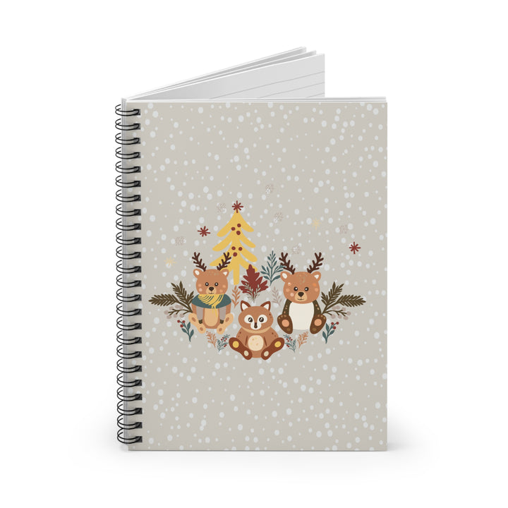 Notebook with animal illustrations on a polka dot background