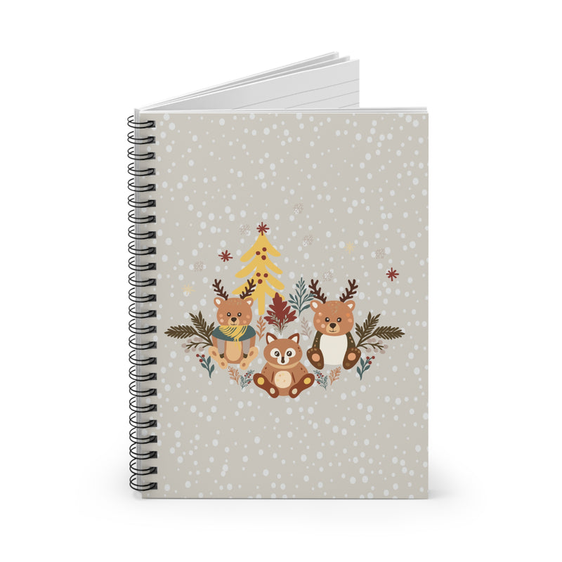 Notebook with animal illustrations on a polka dot background