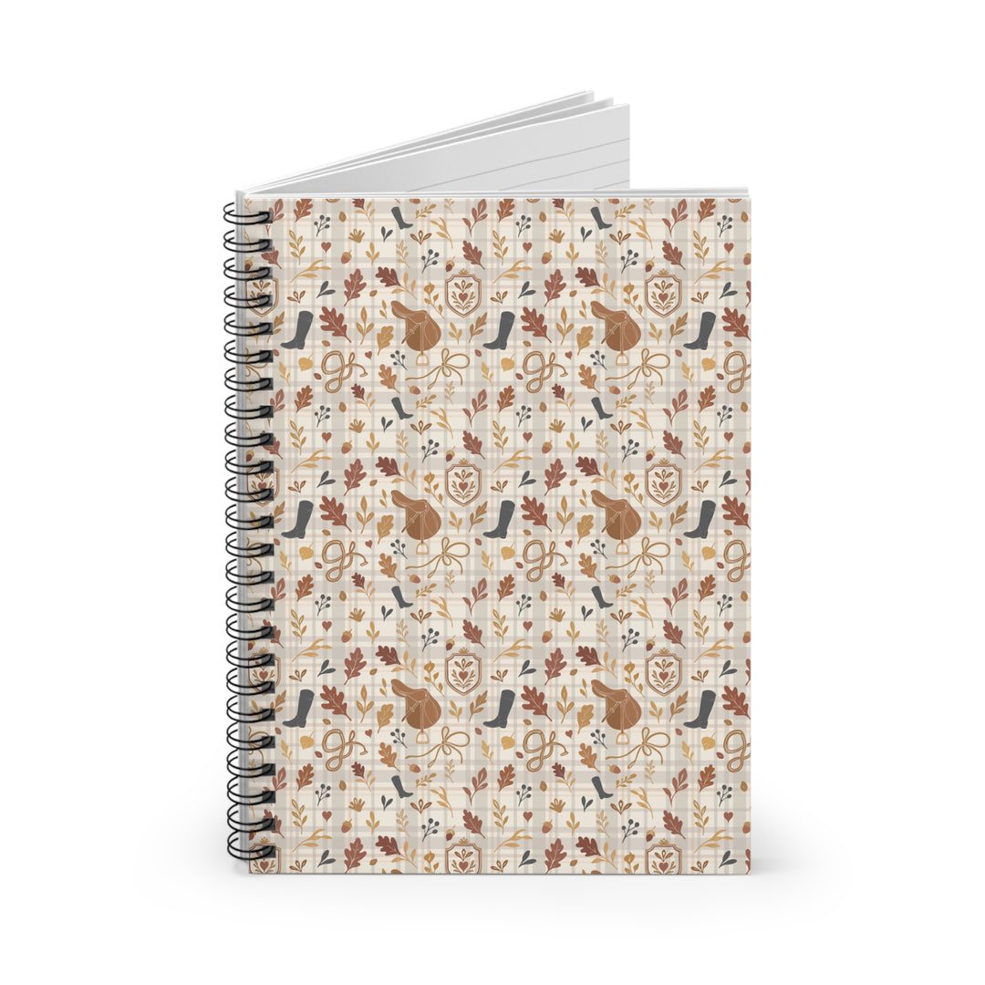 Notebook with autumn-themed design on a white background