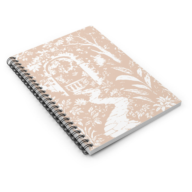Notebook with white floral pattern on beige cover