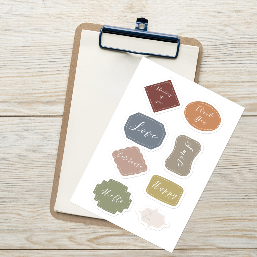 Kiss cut sticker sheet of package tags stickers