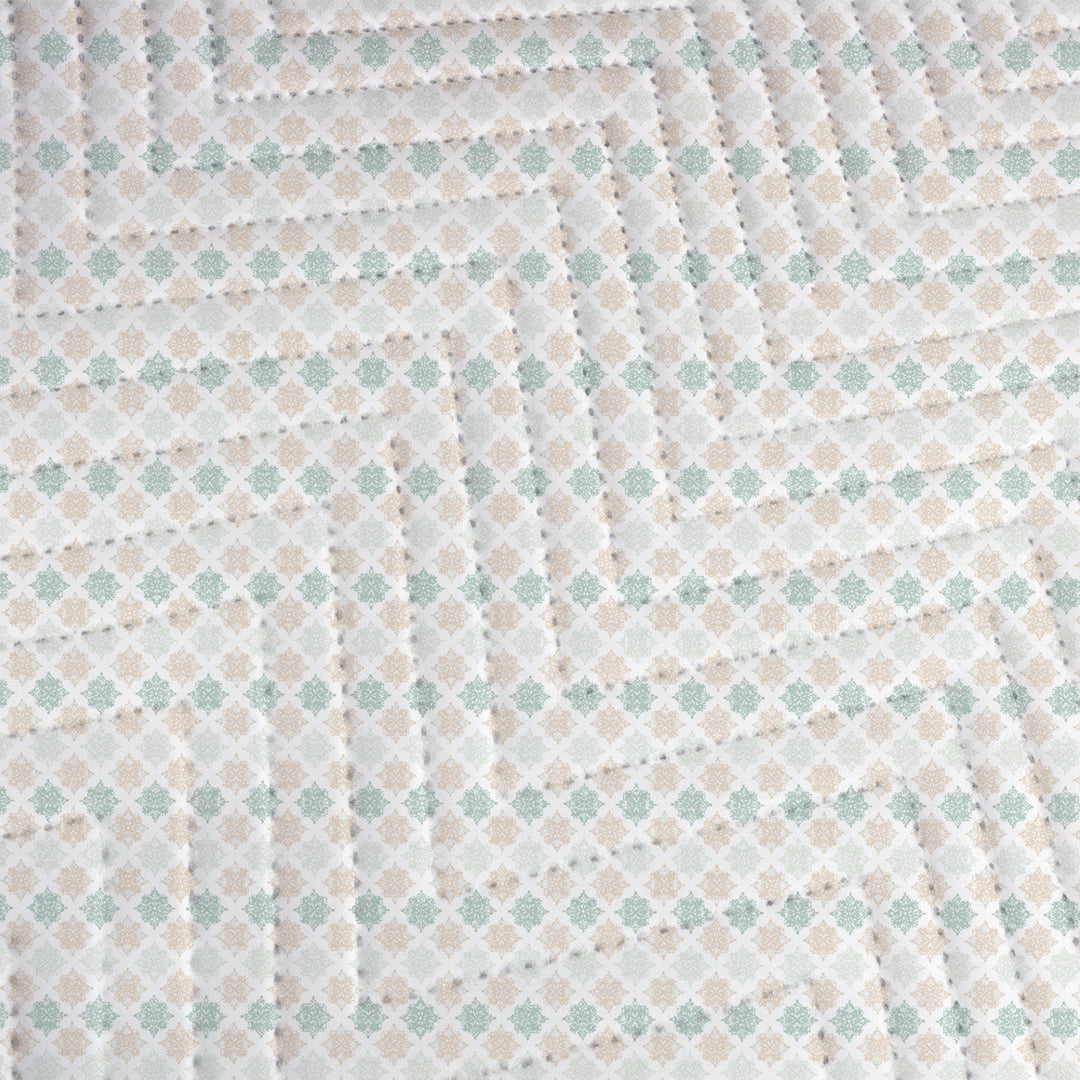Quilted Throw Blanket – Elegant Lace-Inspired Damask Pattern -Timeless &amp; Intricate flat lay