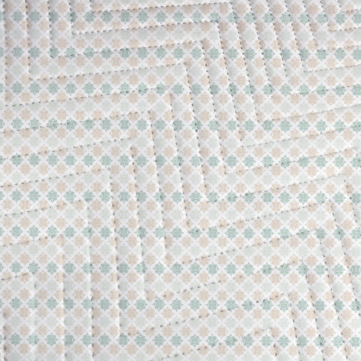 Quilted Throw Blanket – Elegant Lace-Inspired Damask Pattern -Timeless &amp; Intricate flat lay