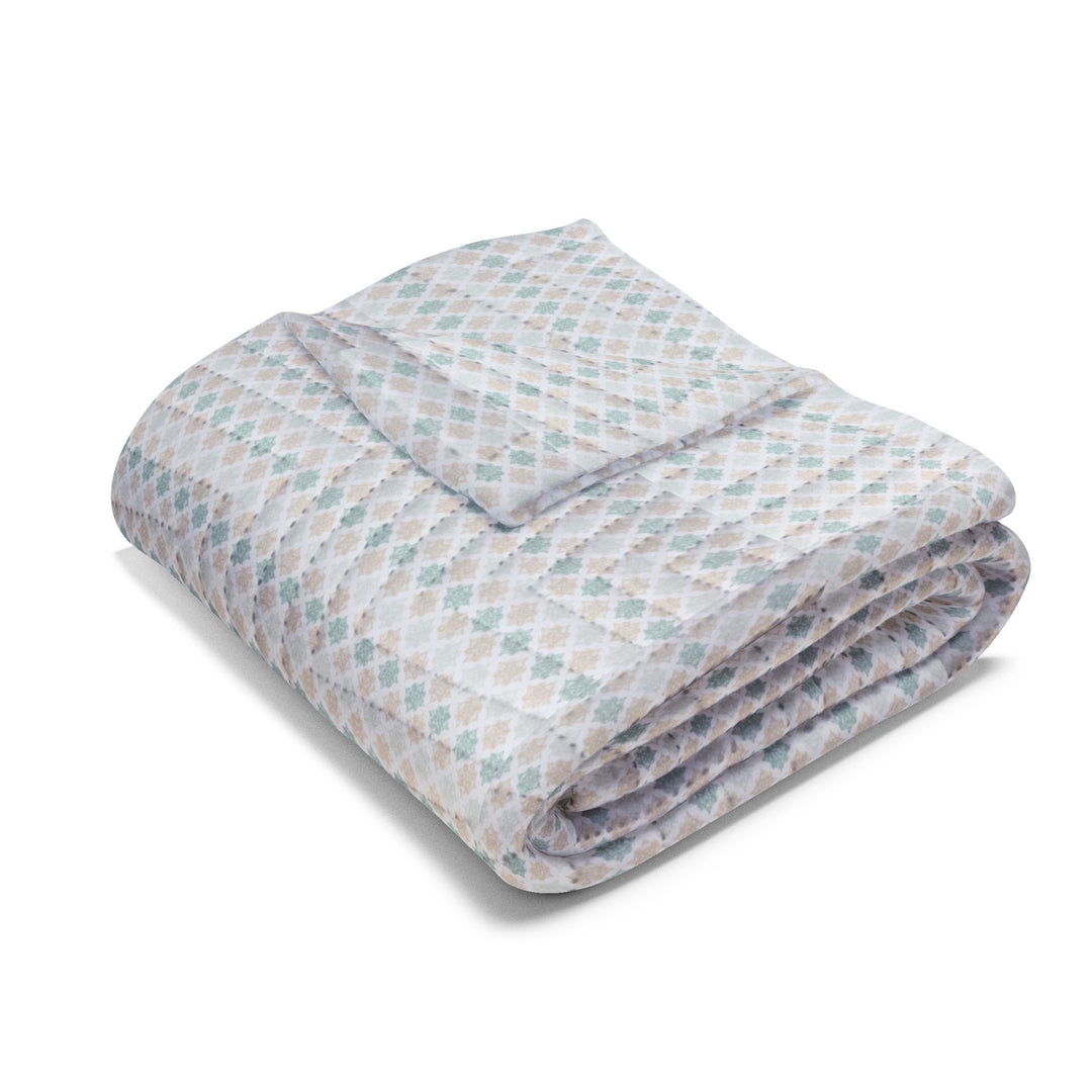 Quilted Throw Blanket – Elegant Lace-Inspired Damask Pattern -Timeless &amp; Intricate folded