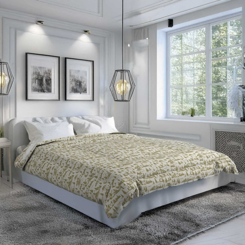Rustic Cabin and Pine Tree Toile Comforter – Cozy Mountain Lodge Bedding with Vintage Landscape double bed