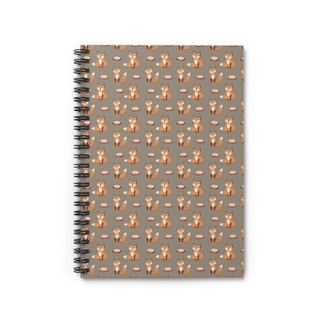 Rustic Fox and Forest Stump - Woodland Animal Spiral Journal - Notebook display