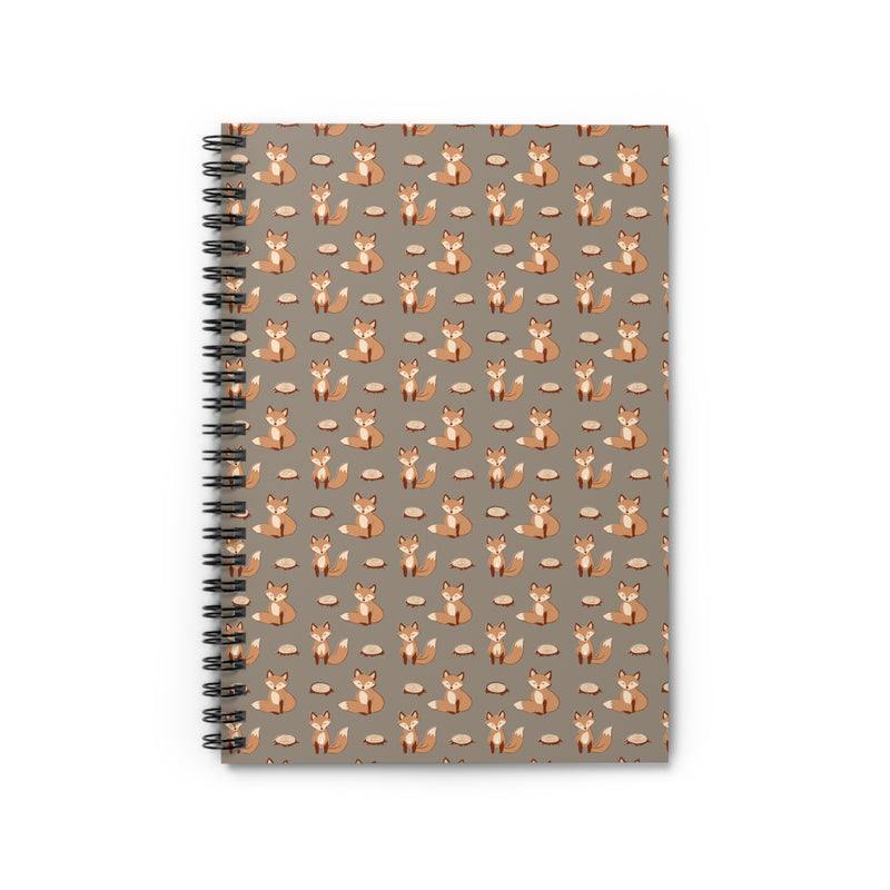 Rustic Fox and Forest Stump - Woodland Animal Spiral Journal - Notebook display