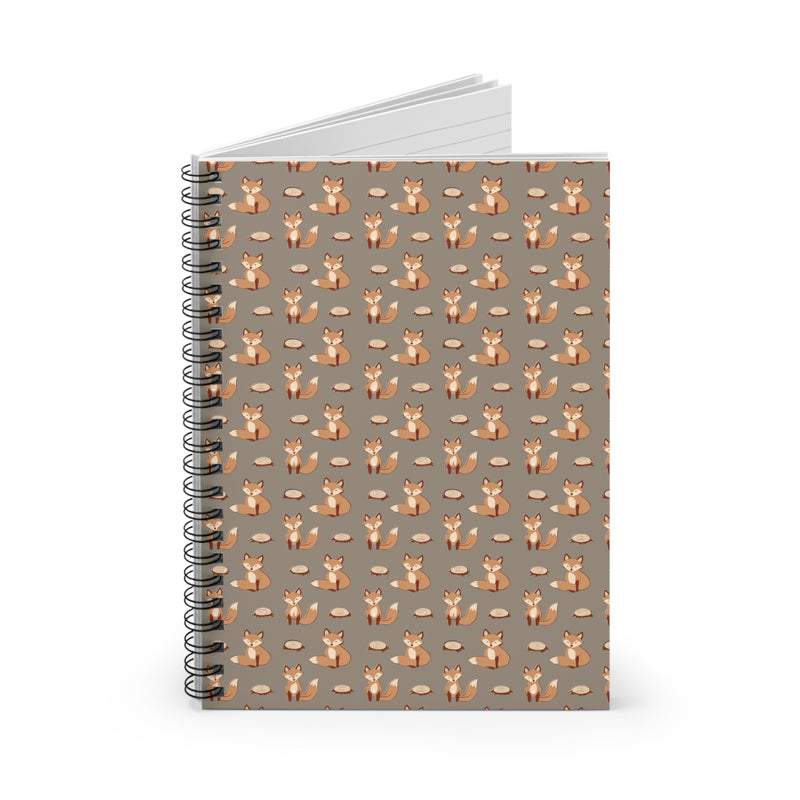 Rustic Fox and Forest Stump - Woodland Animal Spiral Journal - Notebook display
